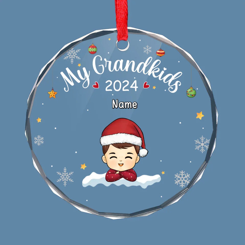 The Best Part Of Christmas Is Sharing It With You - Family Personalized Custom Circle Glass Ornament - Christmas Gift For Grandkids