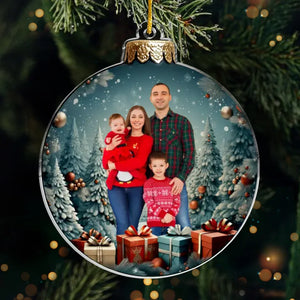 Custom Photo Family Is The True Meaning Of Christmas - Family Personalized Custom Ornament - Acrylic Custom Shaped - Christmas Gift For Family Members