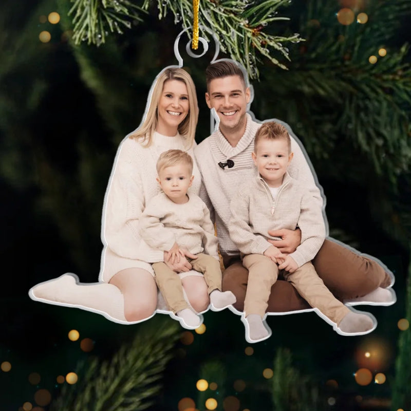 Custom Photo Christmas Warms The Soul And Tickles The Heart - Family Personalized Custom Ornament - Acrylic Custom Shaped - Christmas Gift For Family Members