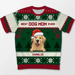 Best Fur Mom Ever - Dog & Cat Personalized Custom All Over Print Adult Short Sleeve Sweater - Christmas Gift For Pet Owners, Pet Lovers