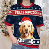 Custom Photo Feliz Navidog - Dog Personalized Custom All Over Print Adult Short Sleeve Sweater - Christmas Gift For Pet Owners, Pet Lovers