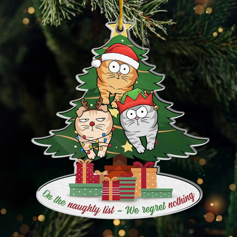 On The Naughty List With This Cattitude - Cat Personalized Custom Ornament - Acrylic Custom Shaped - Christmas Gift For Pet Owners, Pet Lovers