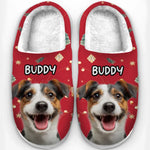 Custom Photo Holiday Unleash The Joy - Dog & Cat Personalized Custom Fluffy Slippers - Christmas Gift For Pet Owners, Pet Lovers