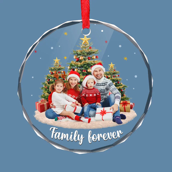 All I Want For Christmas Is To Be With My Family - Family Personalized Custom Circle Glass Ornament Christmas Gift For Family Members