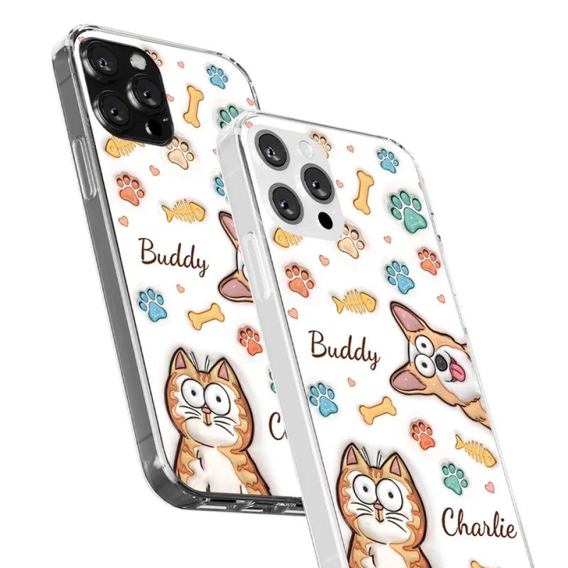 Furry Friends Make Life Brighter - Dog & Cat Personalized Custom 3D Inflated Effect Printed Clear Phone Case - Gift For Pet Owners, Pet Lovers