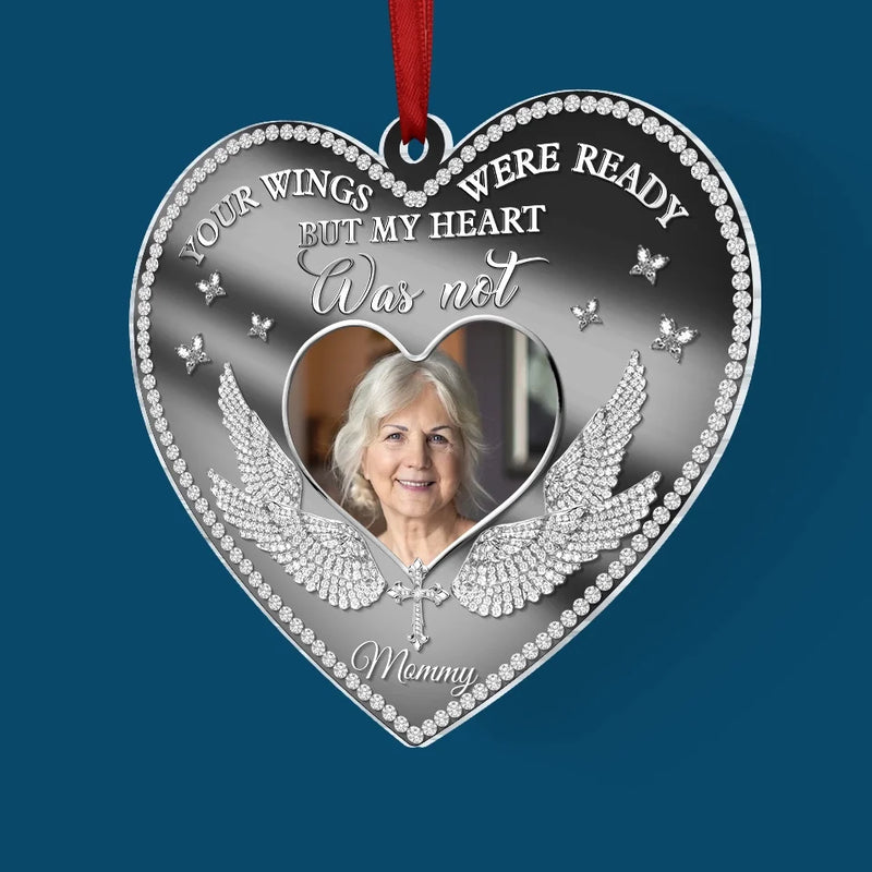 Custom Photo A Big Piece Of My Heart Lives In Heaven - Memorial Personalized Custom Mirrored Acrylic Ornament - Sympathy Gift, Christmas Gift For Family Members