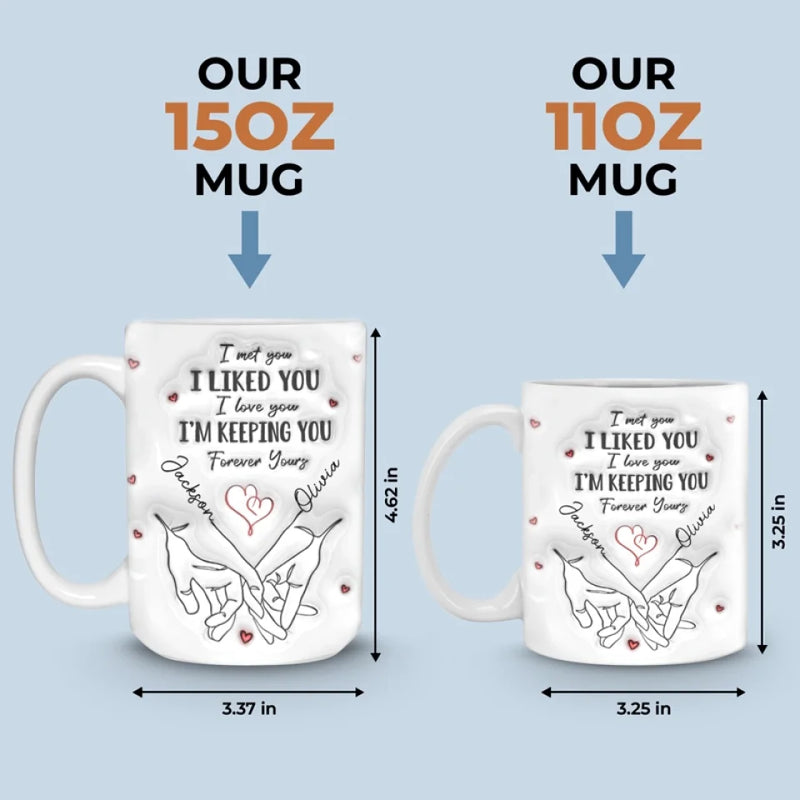 I Met You I Loved You I'm Keeping You - Couple Personalized Custom 3D Inflated Effect Printed Mug - Gift For Husband Wife, Anniversary