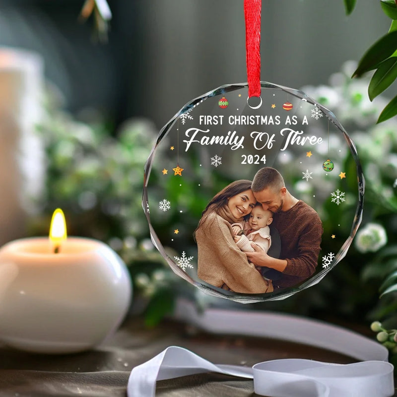 Custom Photo Home Is Filled With Love And Family Memories - Family Personalized Custom Circle Glass Ornament - Christmas Gift For Family Members