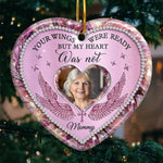 Custom Photo Not A Day Goes By That You're Not Missed - Memorial Personalized Custom Ornament - Ceramic Heart Shaped - Sympathy Gift, Christmas Gift For Family Members