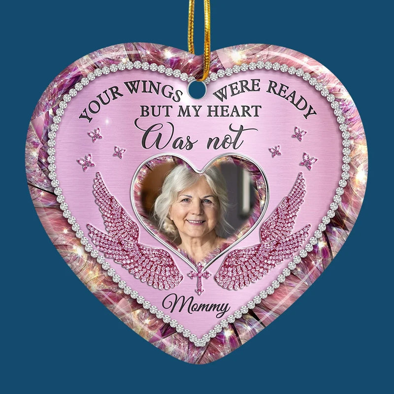 Custom Photo Not A Day Goes By That You're Not Missed - Memorial Personalized Custom Ornament - Ceramic Heart Shaped - Sympathy Gift, Christmas Gift For Family Members