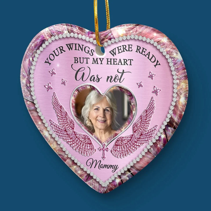 Custom Photo Not A Day Goes By That You're Not Missed - Memorial Personalized Custom Ornament - Ceramic Heart Shaped - Sympathy Gift, Christmas Gift For Family Members