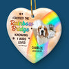 Custom Photo I Hope To Meet You Beyond The Rainbow - Memorial Personalized Custom Ornament - Ceramic Heart Shaped - Sympathy Gift, Christmas Gift For Pet Owners, Pet Lovers