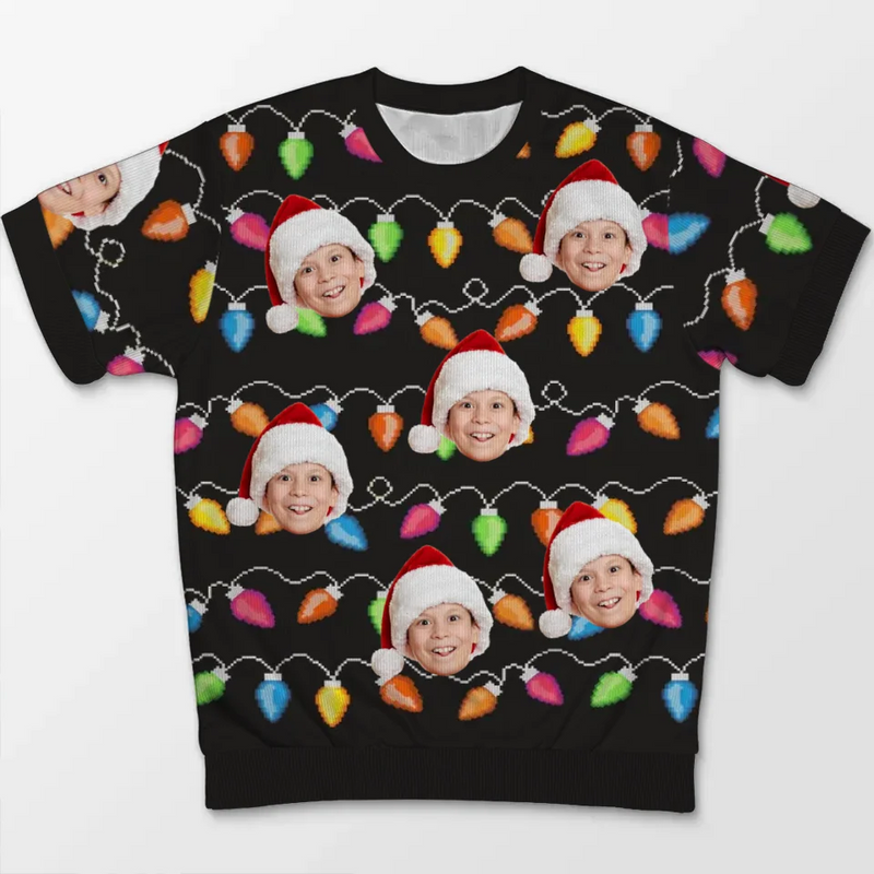 Custom Photo Kids Show Us The True Meaning Of Christmas - Family Personalized Custom All Over Print Adult Short Sleeve Sweater - Christmas Gift For Family Members