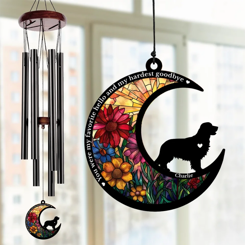 Your Paw Prints Are Forever On Our Hearts - Memorial Personalized Custom Wind Chime Suncatcher - Sympathy Gift, Christmas Gift For Pet Owners, Pet Lovers