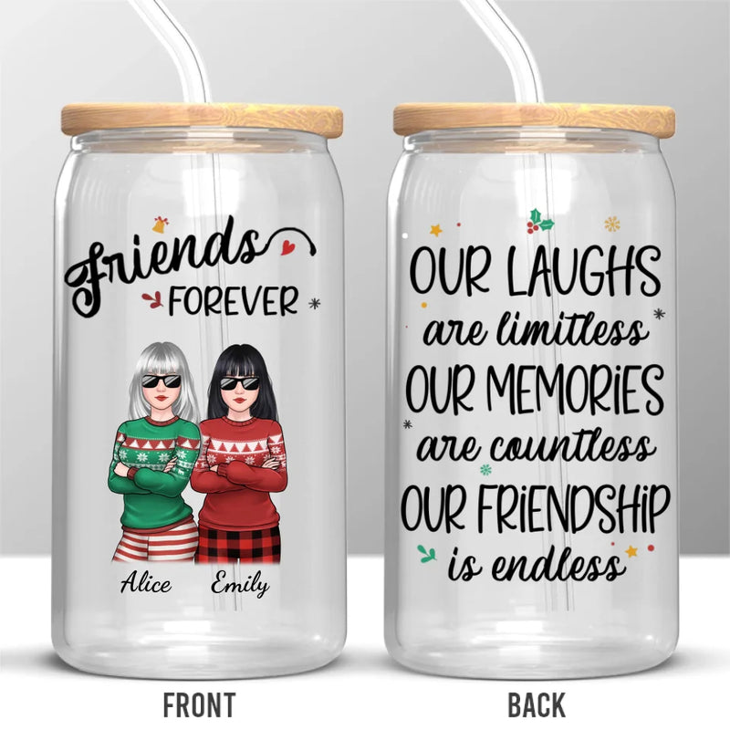 Friends Who Slay Together, Stay Together - Bestie Personalized Custom Glass Cup, Iced Coffee Cup - Christmas Gift For Best Friends, BFF, Sisters