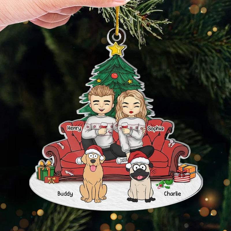 Our Love Has Fur And A Wagging Tail - Dog & Cat Personalized Custom Ornament - Acrylic Custom Shaped - Christmas Gift For Husband Wife, Anniversary, Pet Owners, Pet Lovers