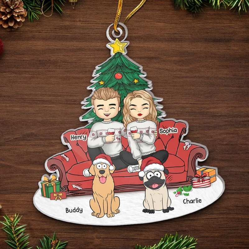 Our Love Has Fur And A Wagging Tail - Dog & Cat Personalized Custom Ornament - Acrylic Custom Shaped - Christmas Gift For Husband Wife, Anniversary, Pet Owners, Pet Lovers