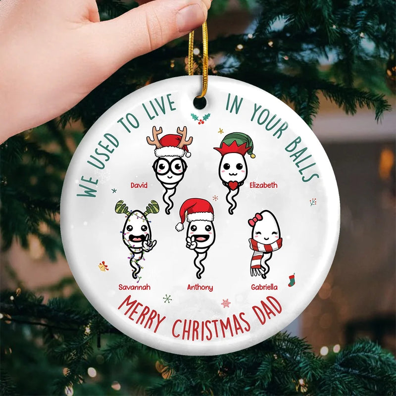 Thanks For Not Pulling Out - Family Personalized Custom Ornament - Ceramic Round Shaped - Christmas Gift For Dad, Grandpa