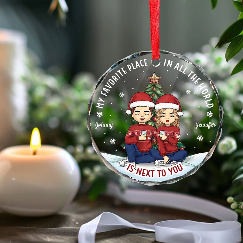 My Love For You Grows Stronger - Couple Personalized Custom Circle Glass Ornament - Christmas Gift For Husband Wife, Anniversary