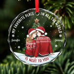 Love Is The Best Gift We Can Give Each Other - Couple Personalized Custom Circle Glass Ornament - Christmas Gift For Husband Wife, Anniversary