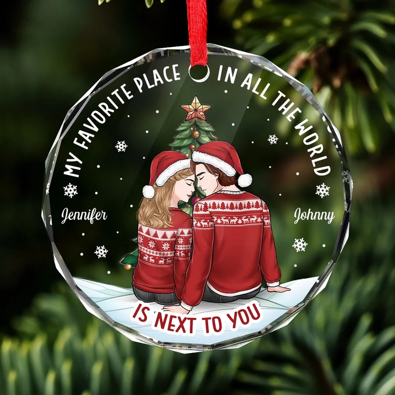 Love Is The Best Gift We Can Give Each Other - Couple Personalized Custom Circle Glass Ornament - Christmas Gift For Husband Wife, Anniversary