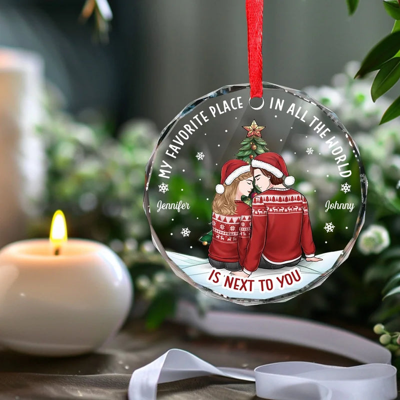 Love Is The Best Gift We Can Give Each Other - Couple Personalized Custom Circle Glass Ornament - Christmas Gift For Husband Wife, Anniversary