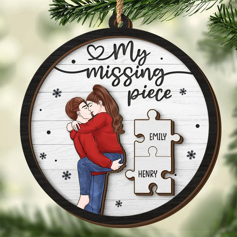 You Fill My Heart - Couple Personalized Custom Shaped 2 Layered Wood Christmas Ornament - Christmas Gift For Husband Wife, Anniversary