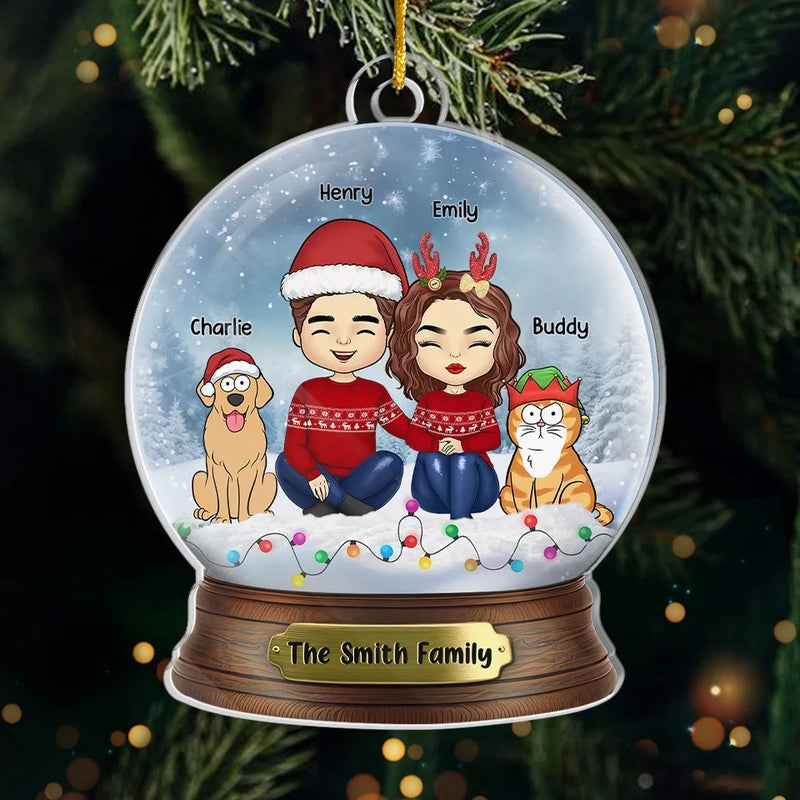 Love Is A Wet Nose And A Happy Tail - Couple Personalized Custom Ornament - Acrylic Custom Shaped - Christmas Gift For Husband Wife, Pet Owners, Pet Lovers