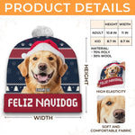 Custom Photo Feliz Navidog - Dog & Cat Personalized Custom Christmas Beanie Hat - Christmas Gift For Pet Owners, Pet Lovers