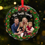 Custom Photo Home Is Where Christmas Begins - Family Personalized Custom Circle Glass Ornament - Christmas Gift For Family