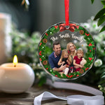 Custom Photo Home Is Where Christmas Begins - Family Personalized Custom Circle Glass Ornament - Christmas Gift For Family