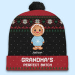 Custom Name Gingerbread Christmas Gifts for Grandma - Personalized Christmas Beanie Hat