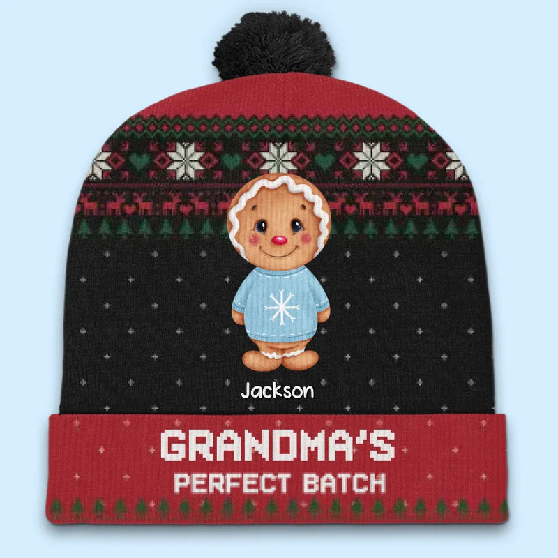 Grandma’s Love And Kid’s Laughter Make Christmas Special - Family Personalized Custom Christmas Beanie Hat - Christmas Gift For Mom, Grandma