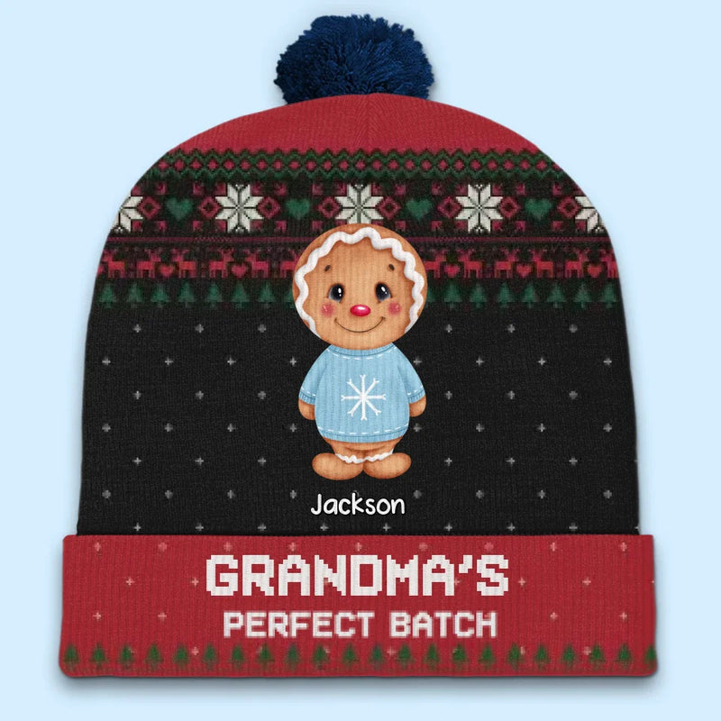 Grandma’s Love And Kid’s Laughter Make Christmas Special - Family Personalized Custom Christmas Beanie Hat - Christmas Gift For Mom, Grandma