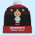 Custom Name Gingerbread Christmas Gifts for Grandma - Personalized Christmas Beanie Hat
