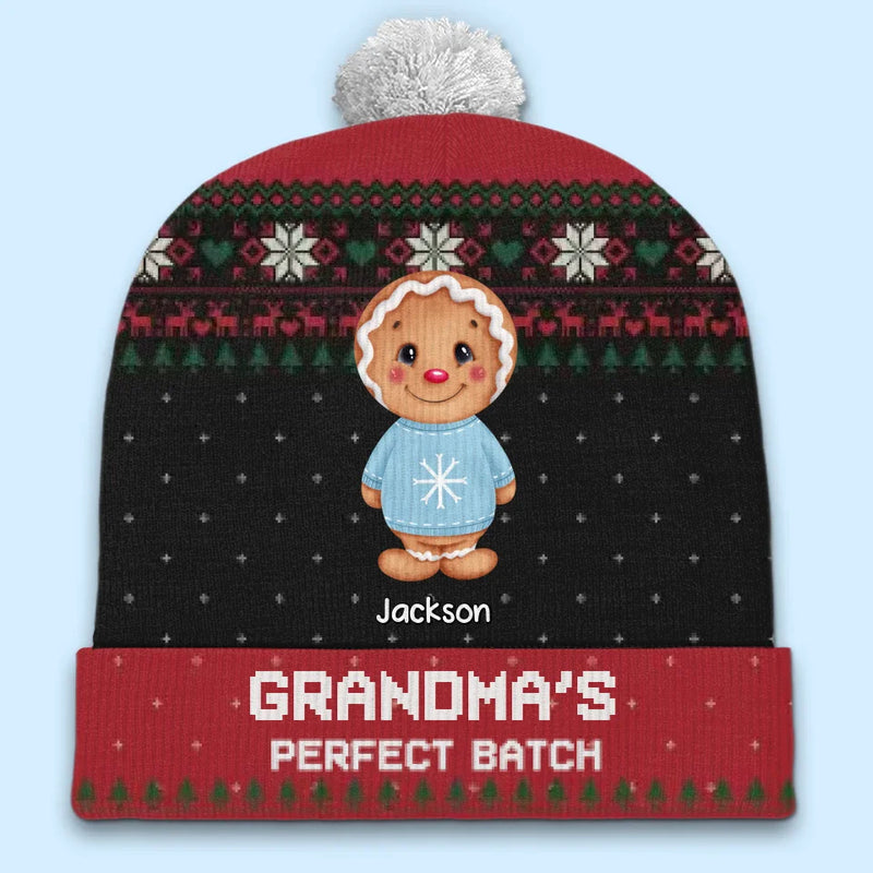 Grandma’s Love And Kid’s Laughter Make Christmas Special - Family Personalized Custom Christmas Beanie Hat - Christmas Gift For Mom, Grandma