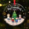 Every Moment With Them Is A Treasure - Family Personalized Custom Circle Glass Ornament - Christmas Gift For Grandma, Grandpa