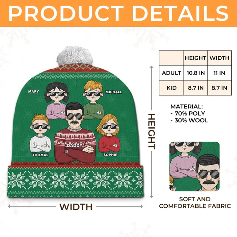 Keep Calm And Jingle All The Way - Family Personalized Custom Christmas Beanie Hat - Christmas Gift For Family Members