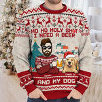 I Just Want To Drink Beer And Cuddle My Pet - Dog & Cat Personalized Custom Ugly Sweatshirt - Unisex Wool Jumper - Christmas Gift For Pet Owners, Pet Lovers