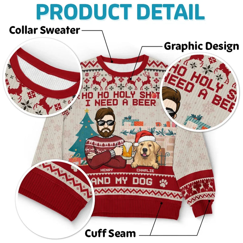 I Just Want To Drink Beer And Cuddle My Pet - Dog & Cat Personalized Custom Ugly Sweatshirt - Unisex Wool Jumper - Christmas Gift For Pet Owners, Pet Lovers