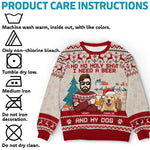 I Just Want To Drink Beer And Cuddle My Pet - Dog & Cat Personalized Custom Ugly Sweatshirt - Unisex Wool Jumper - Christmas Gift For Pet Owners, Pet Lovers