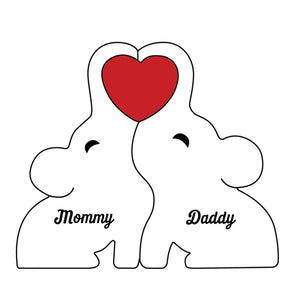 Lovely Family - Family Personalized Custom Elephant Shaped Wooden Art Puzzle - Wooden Pet Carvings, Wood Sculpture Table Ornaments, Carved Wood Decor - Gift For Family Members