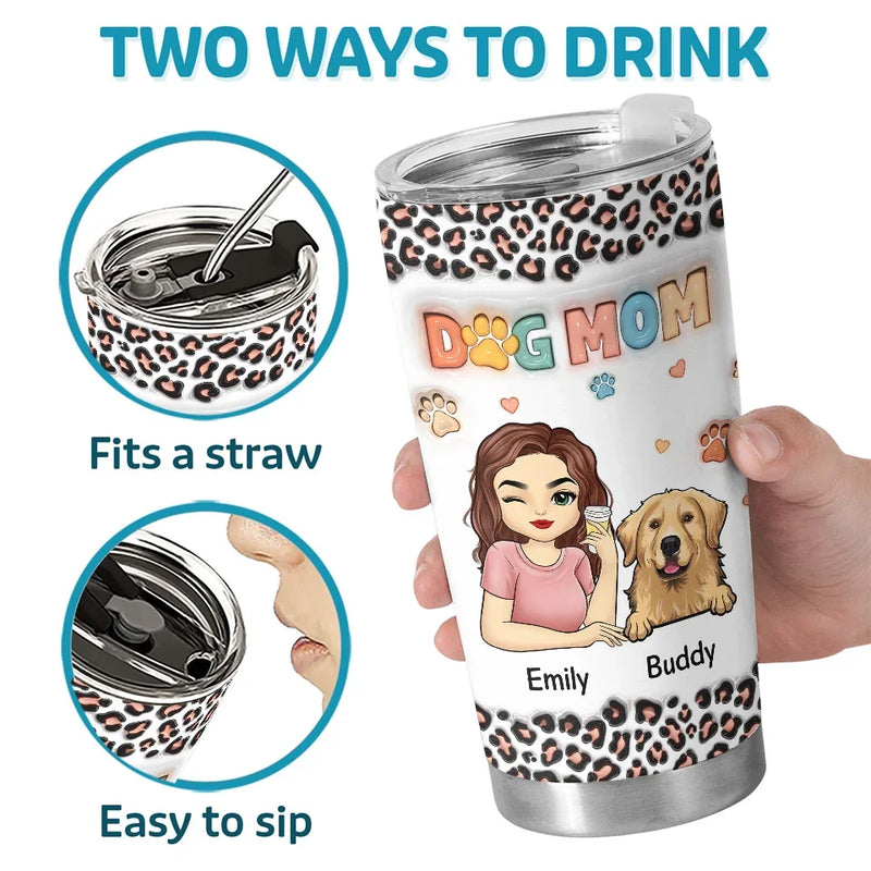 The Best Therapist Has Fur And Four Legs - Dog & Cat Personalized Custom 3D Inflated Effect Printed Tumbler - Christmas Gift For Pet Owners, Pet Lovers