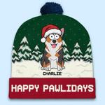 Santa Paws Is Coming To Town - Dog & Cat Personalized Custom Christmas Beanie Hat - Christmas Gift For Pet Owners, Pet Lovers