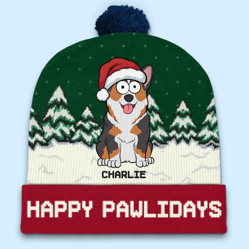 Santa Paws Is Coming To Town - Dog & Cat Personalized Custom Christmas Beanie Hat - Christmas Gift For Pet Owners, Pet Lovers