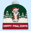 Santa Paws Is Coming To Town - Dog & Cat Personalized Custom Christmas Beanie Hat - Christmas Gift For Pet Owners, Pet Lovers