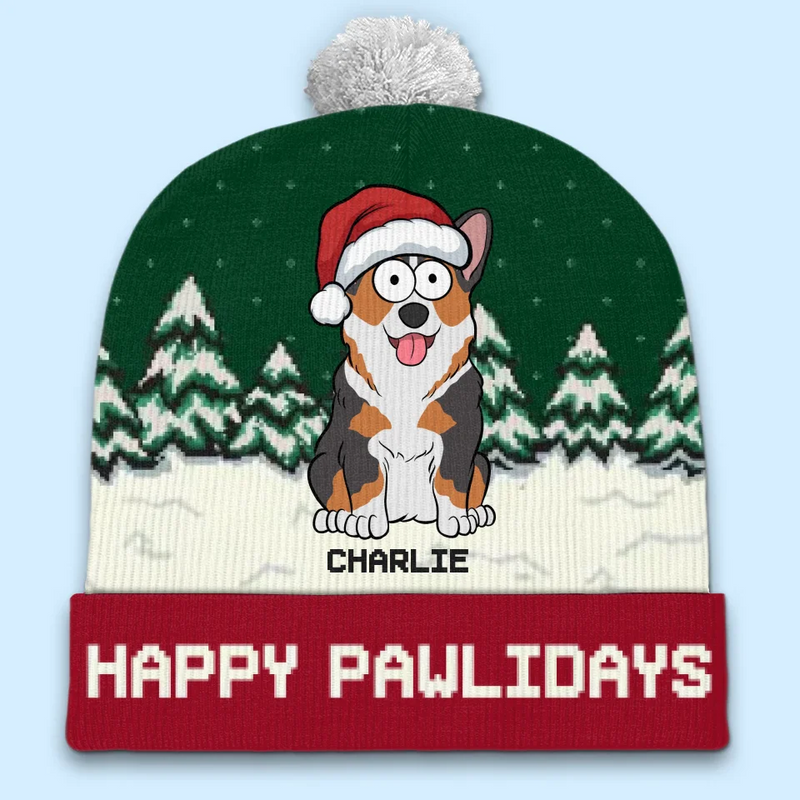 Santa Paws Is Coming To Town - Dog & Cat Personalized Custom Christmas Beanie Hat - Christmas Gift For Pet Owners, Pet Lovers