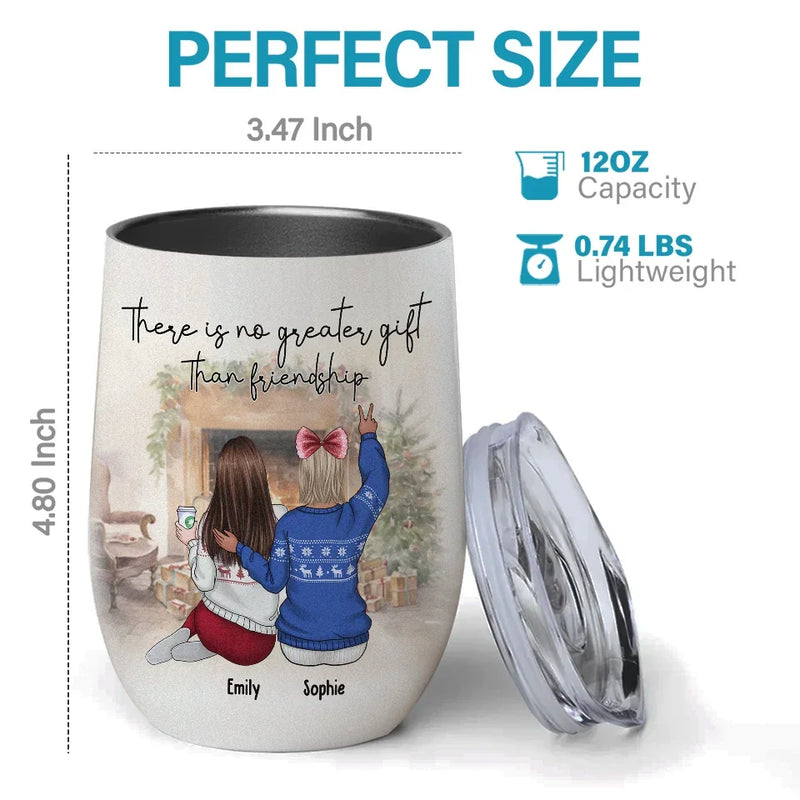 Friends Forever, No Matter How Far Apart - Bestie Personalized Custom Wine Tumbler - Christmas Gift For Best Friends, BFF, Sisters