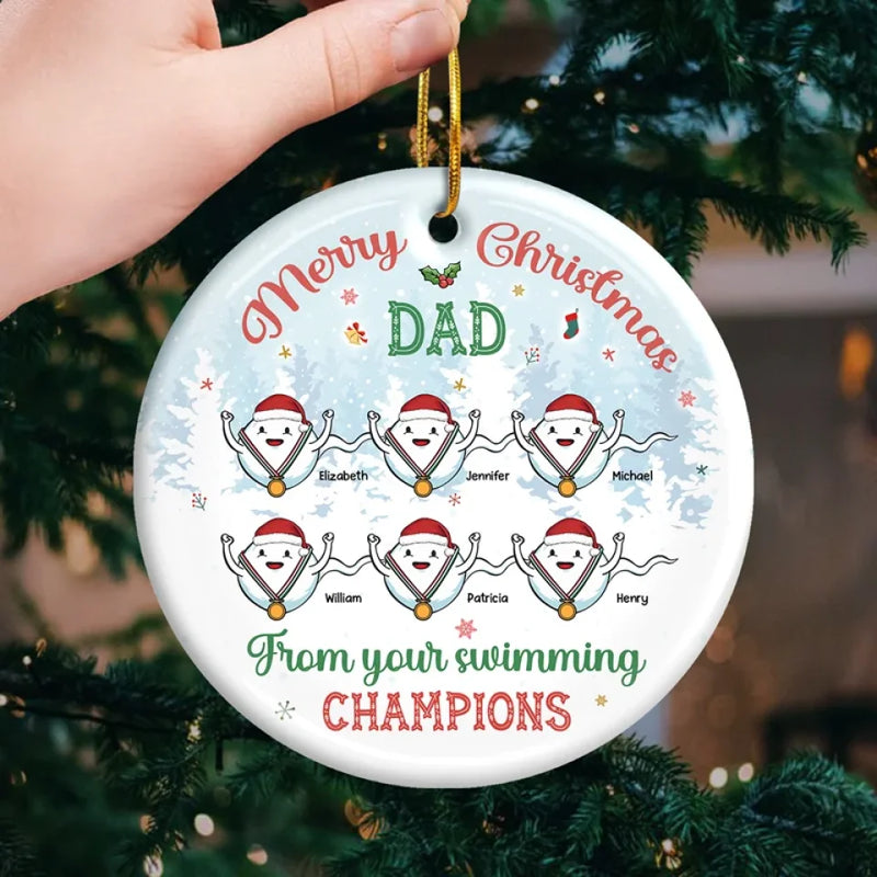 Dad, You Are My Hero - Family Personalized Custom Ornament - Ceramic Round Shaped - Christmas Gift For Dad, Grandpa