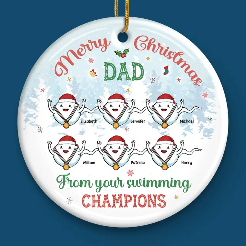 Dad, You Are My Hero - Family Personalized Custom Ornament - Ceramic Round Shaped - Christmas Gift For Dad, Grandpa